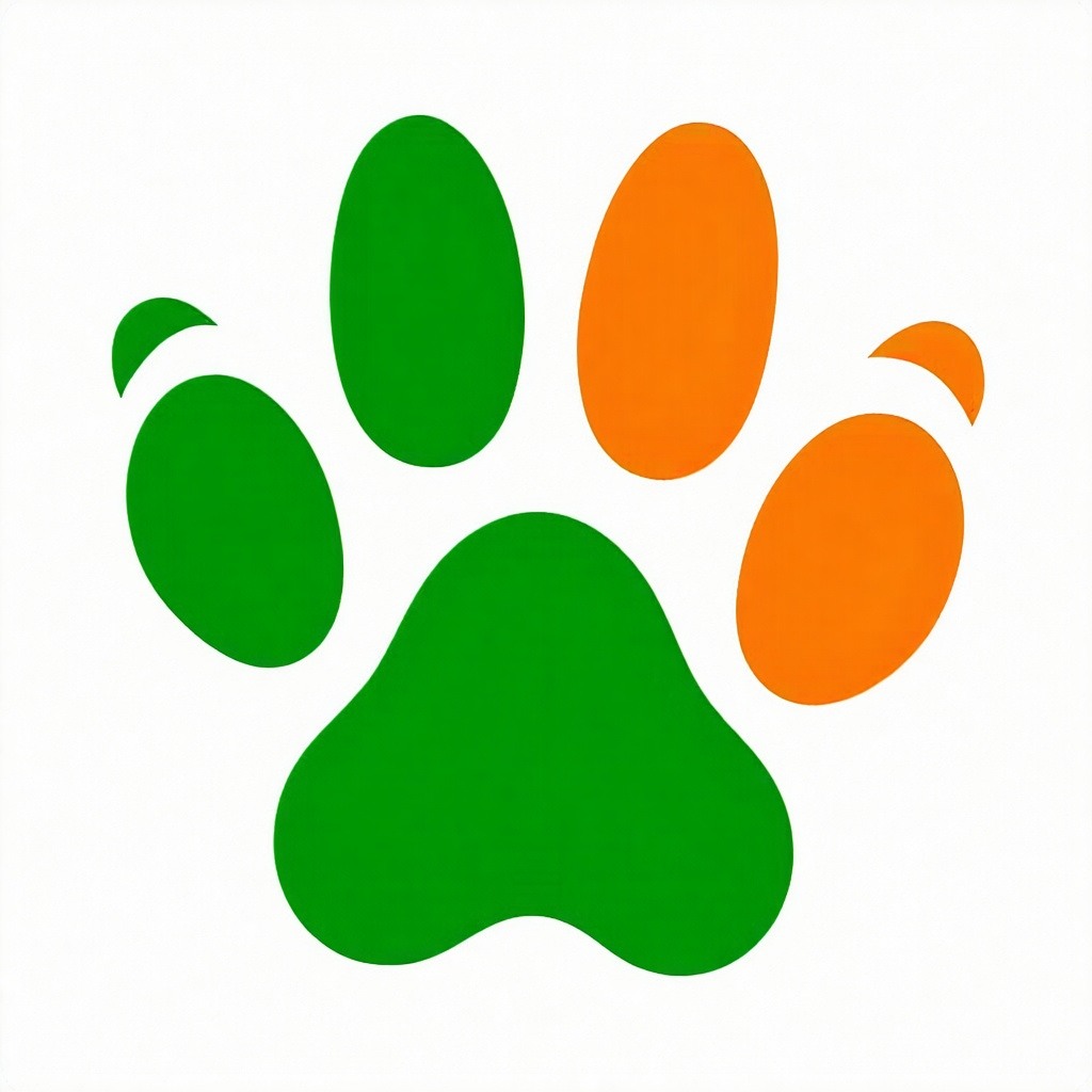 create a logo based on a friendly dog paw and the colours of the irish flag